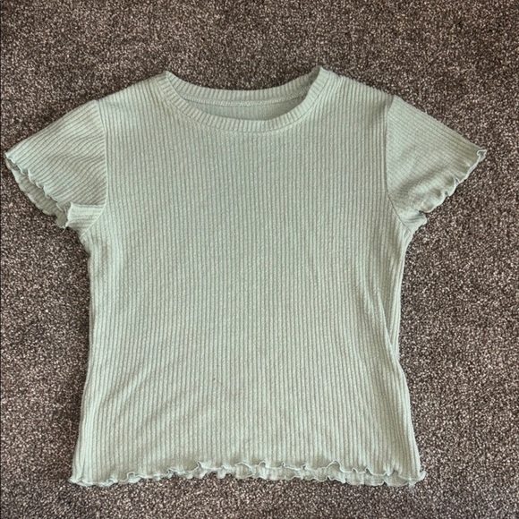 Harlow Green Ribbed Fitted Short Sleeve Tee - Picture 1 of 6
